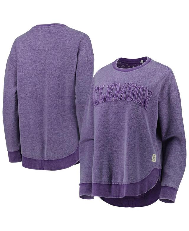 Womens Pressbox Purple Distressed Clemson Tigers Ponchoville Pullover Sweatshirt Product Image