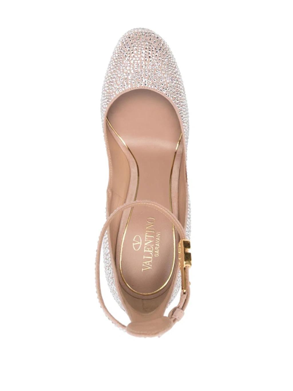 Crystal-embellished Leather Platform Pumps In Crystal Rose Product Image