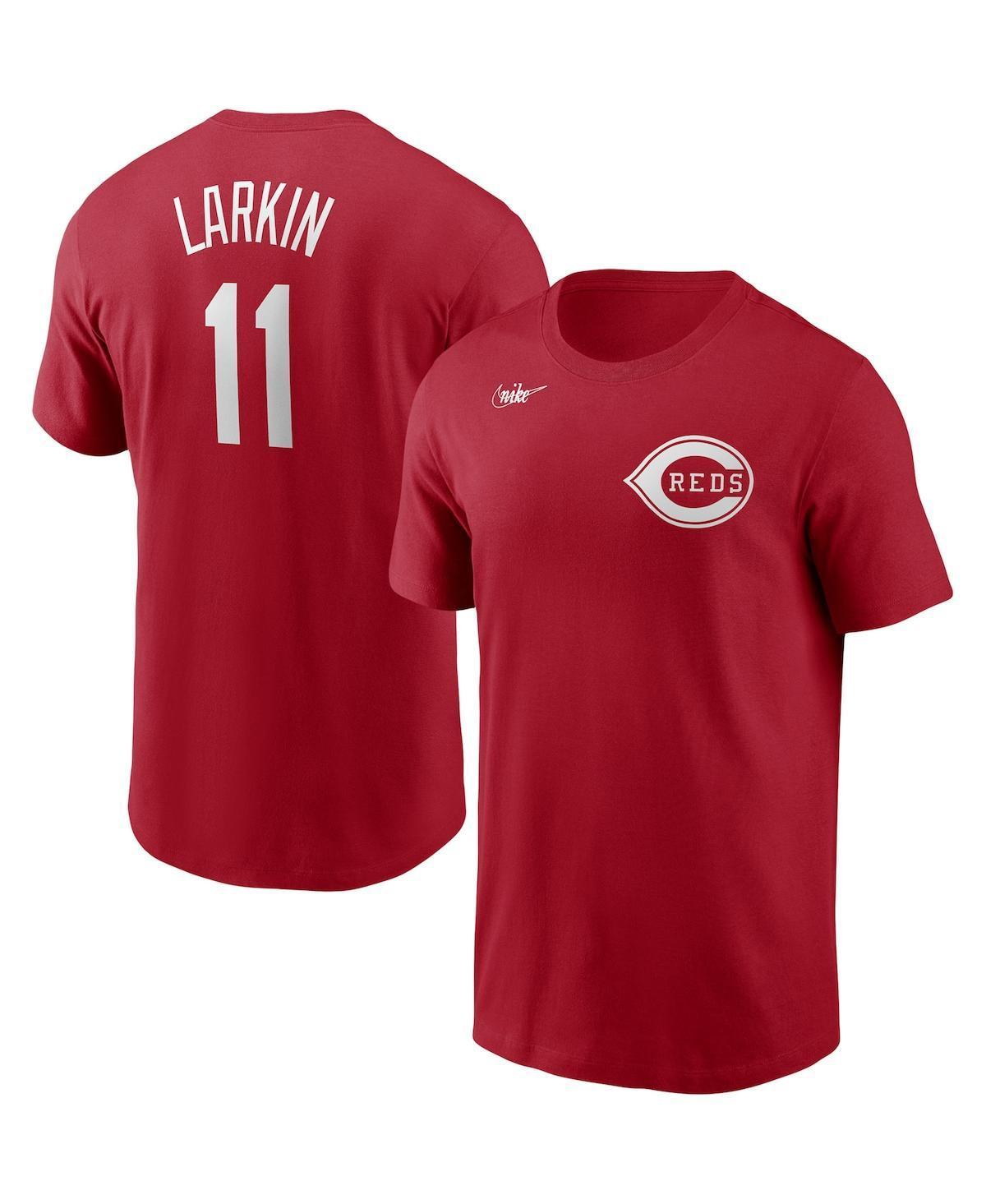 Mens Nike Barry Larkin Red Cincinnati Reds Cooperstown Collection Name & Number T-shirt Product Image