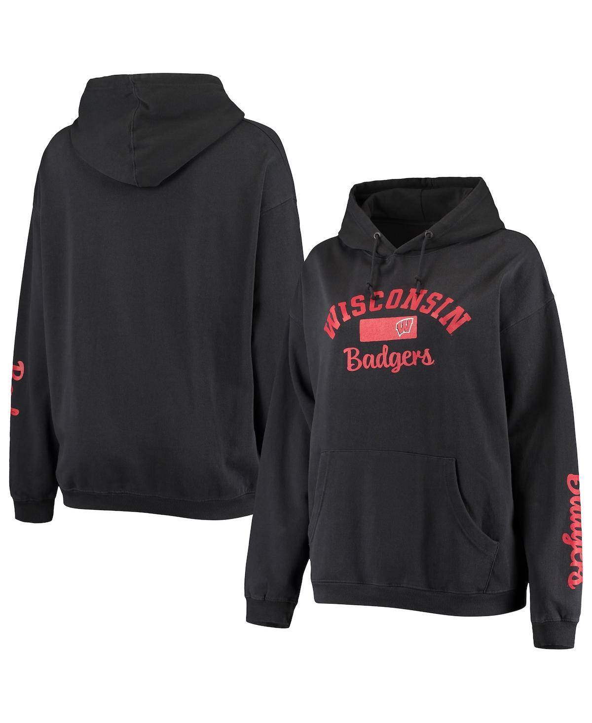 Womens Pressbox Black Wisconsin Badgers Rock n Roll Super Oversized Pullover Hoodie product image