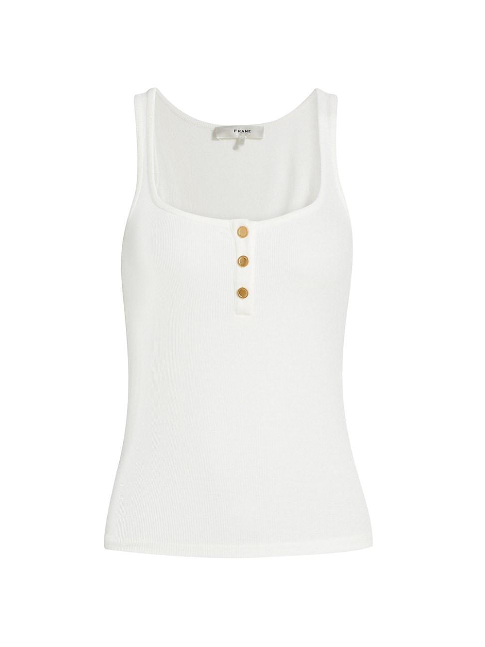 Womens Ribbed Button-Up Tank Top Product Image