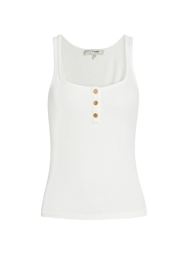 Womens Ribbed Button-Up Tank Top Product Image