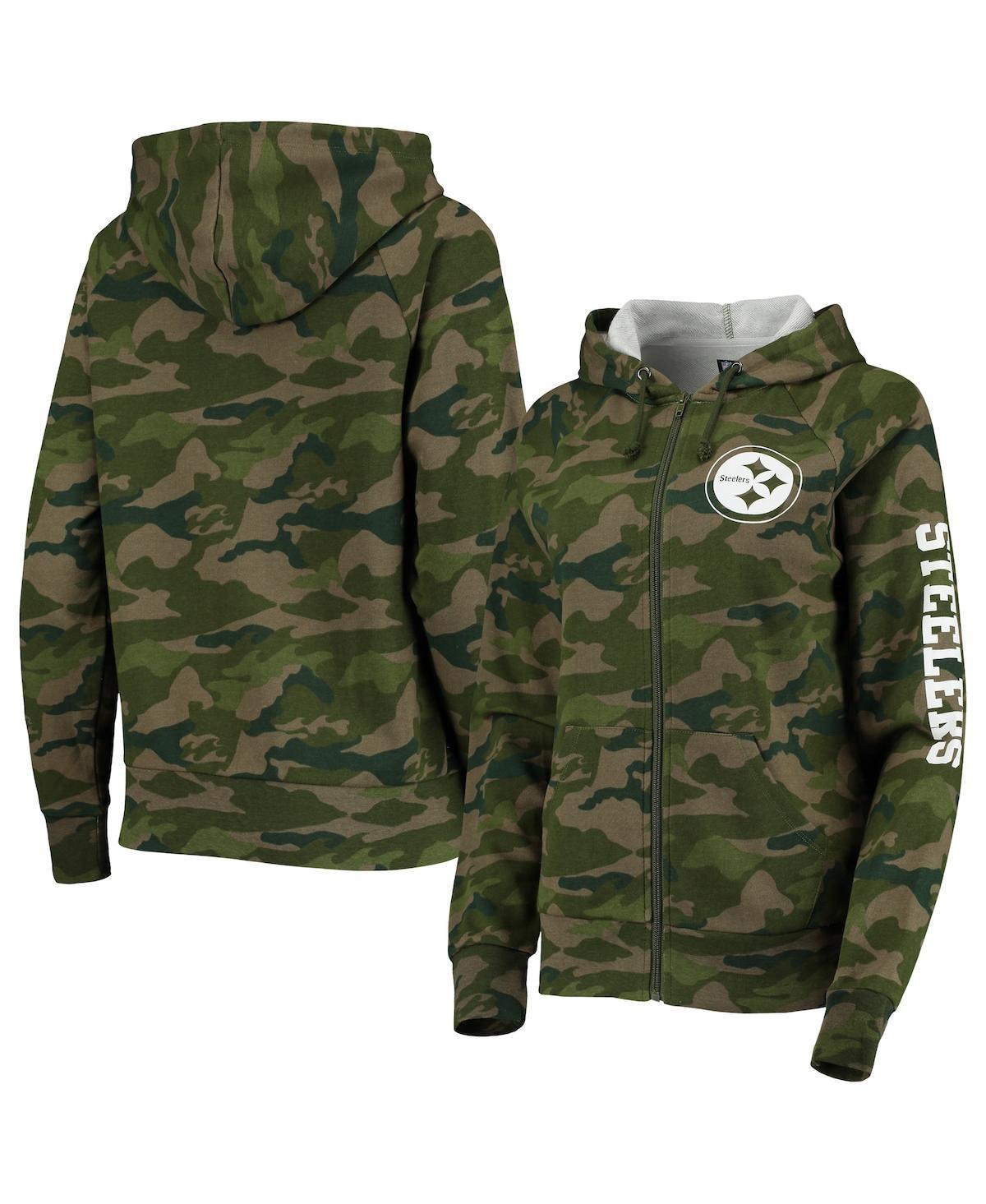 Womens New Era Camo Pittsburgh Steelers Raglan Full-Zip Hoodie Product Image