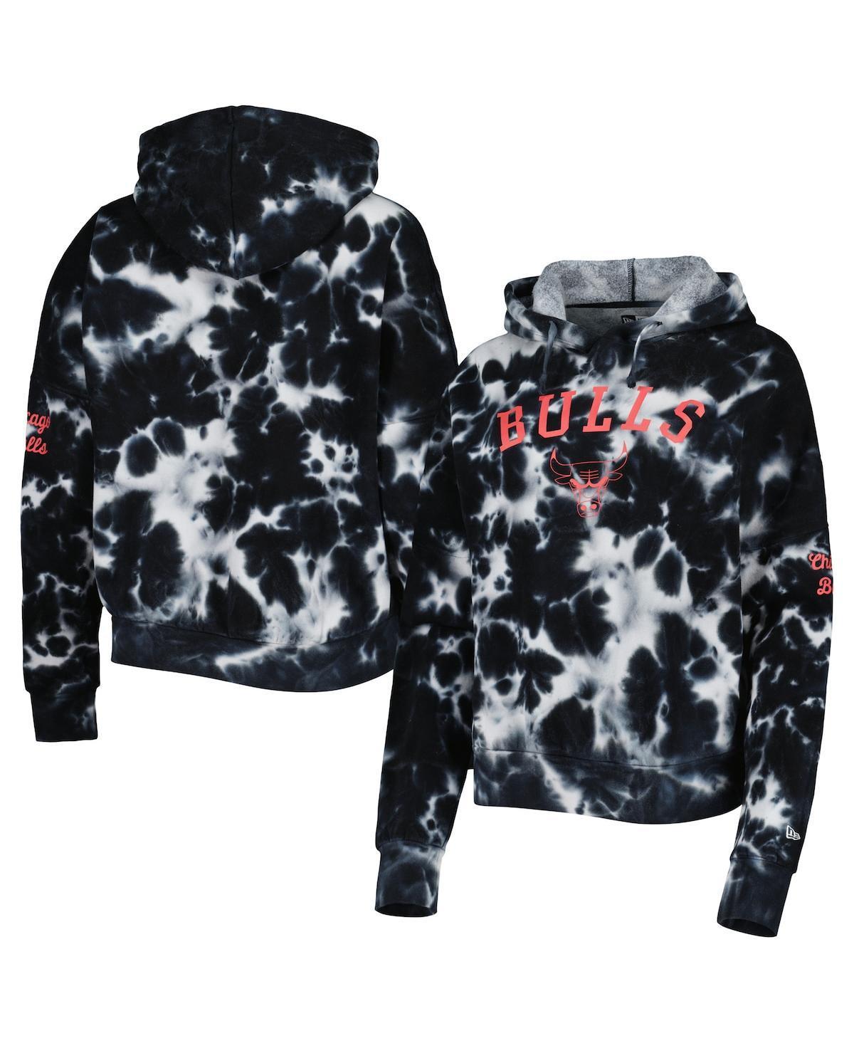 Womens New Era Black Chicago Bulls Brushed Cotton Tie-Dye Pullover Hoodie Product Image