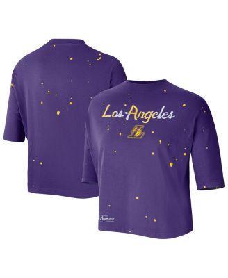 Womens Nike Purple Los Angeles Lakers Courtside Splatter Cropped T-shirt Product Image