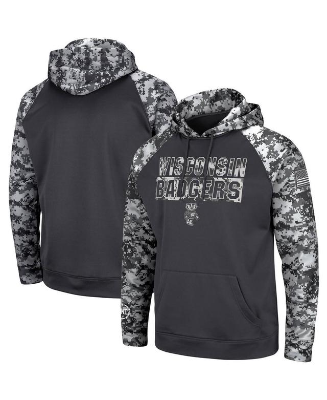 Mens Charcoal Wisconsin Badgers Oht Military-Inspired Appreciation Digital Camo Pullover Hoodie Product Image