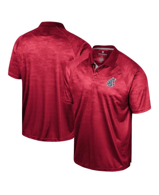 Mens Colosseum Crimson Washington State Cougars Honeycomb Raglan Polo Product Image