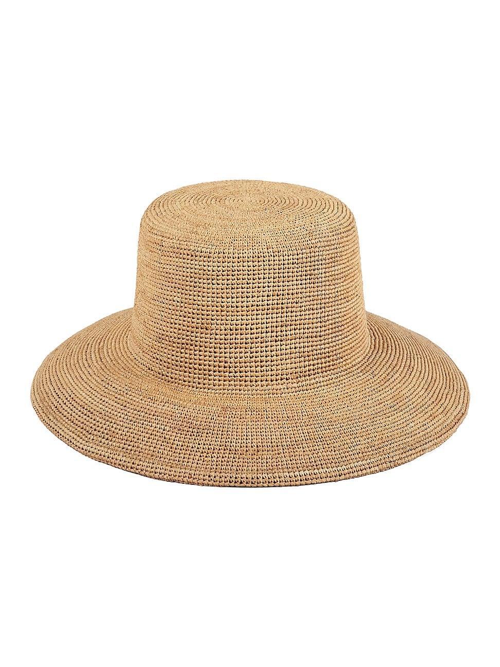 Womens Wide-Brimmed Raffia Straw Bucket Hat product image