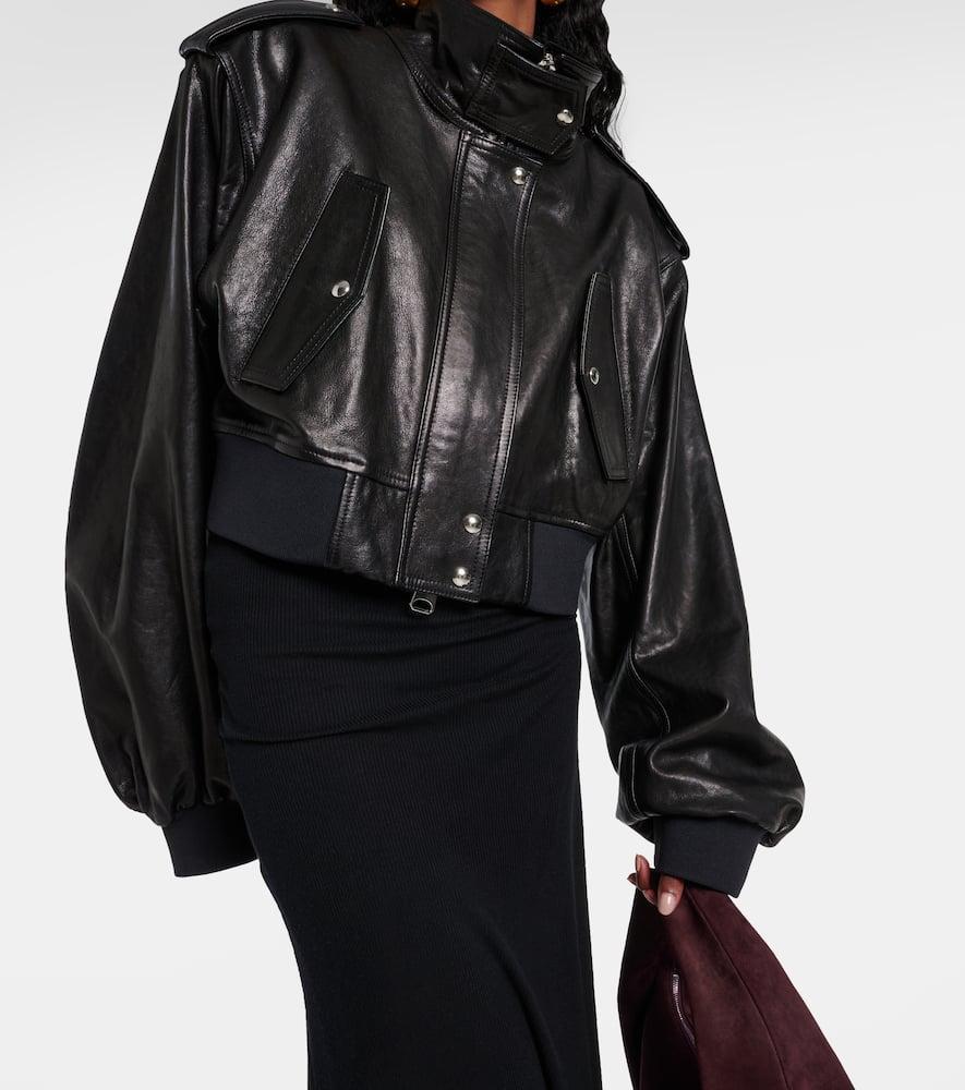 KHAITE Kember Leather Moto Jacket In Black Product Image