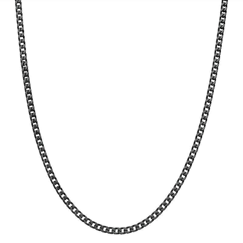 Mens LYNX Stainless Foxtail Chain Necklace Black Tone Product Image