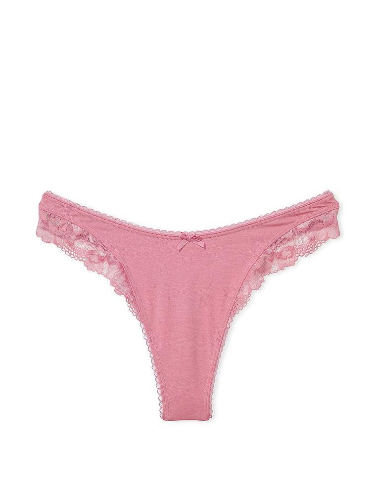 Stretch Cotton High-Leg Scoop Thong Panty Product Image