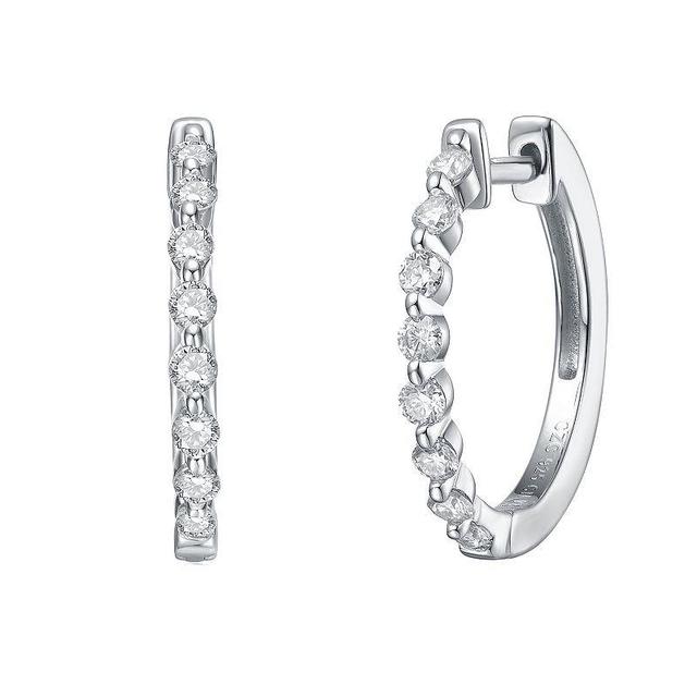 Stella Valentino Sterling Silver Lab-Created Moissanite Huggie Hoop Earrings, Womens Product Image