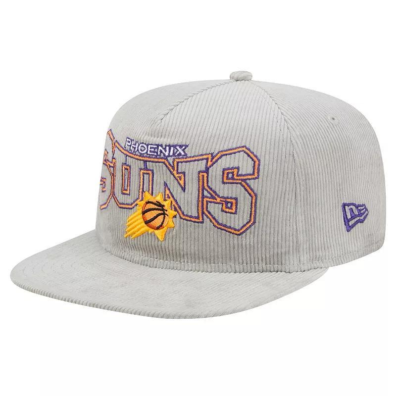 Mens New Era Gray Phoenix Suns Throwback Corduroy Golfer Snapback Hat Product Image