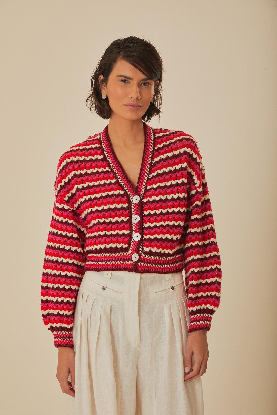 Colorful Stripes Crochet Cardigan, COLORFUL STRIPES / S Product Image