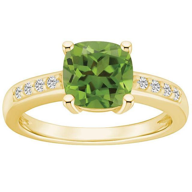 Alyson Layne 14k Gold Cushion Peridot & 1/8 Carat T.W. Diamond Ring, Womens Product Image