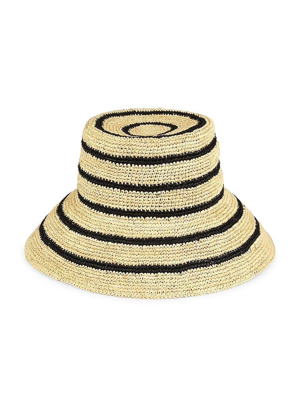 Womens Striped Straw Bucket Hat Product Image