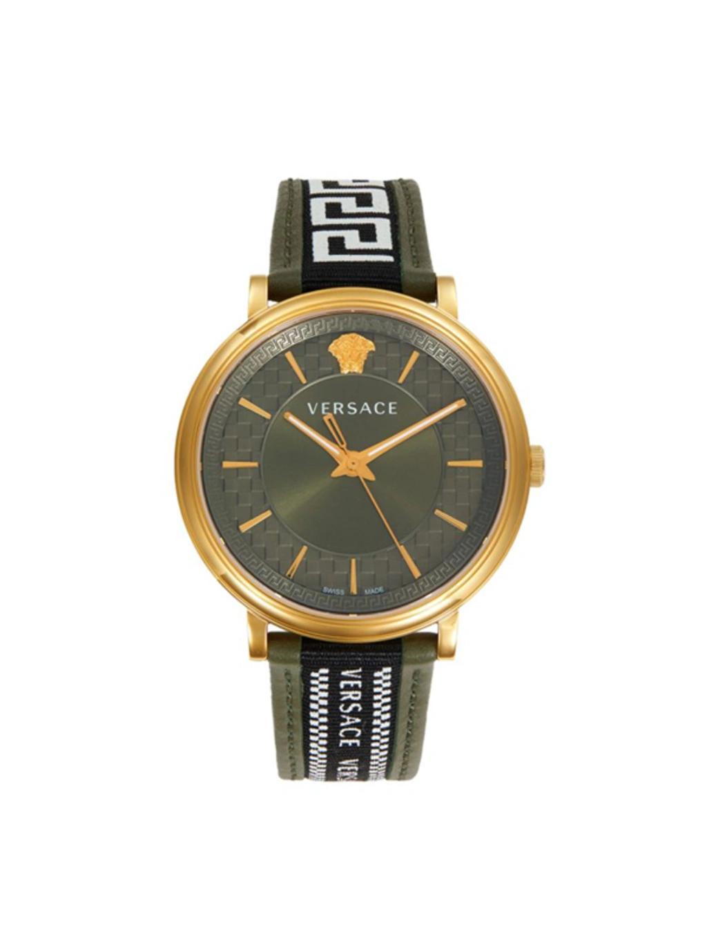 Men's 42mm Stainless Steel & Leather Watch In Green Product Image