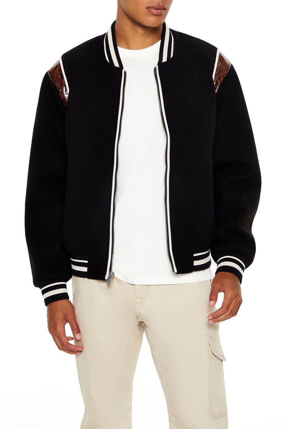 Snake Print Varsity Bomber Jacket | Forever 21 Product Image