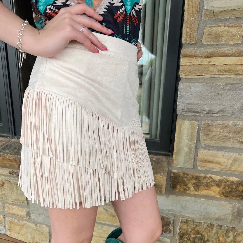 Fort Worth Fringe Skirt Tan Product Image