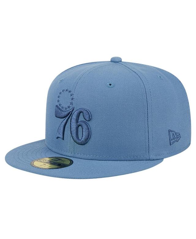 Mens New Era Blue Distressed Philadelphia 76ers Color Pack Faded Tonal 59FIFTY Fitted Hat Product Image