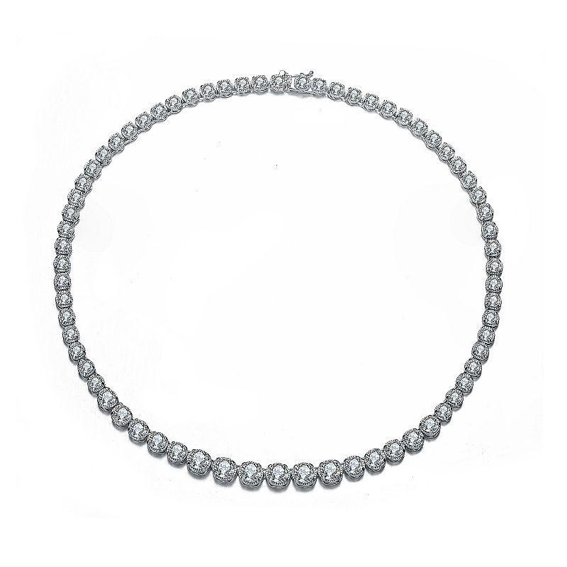 Sterling Silver Cubic Zirconia Tennis Necklace, Womens White Product Image