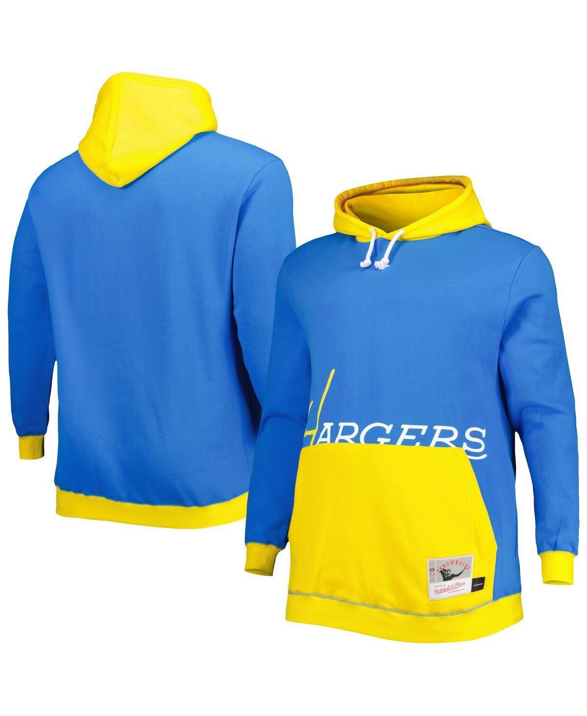 Mens Mitchell & Ness Powder Blue and Gold Los Angeles Chargers Big and Tall Big Face Pullover Hoodie - Powder Blue Product Image