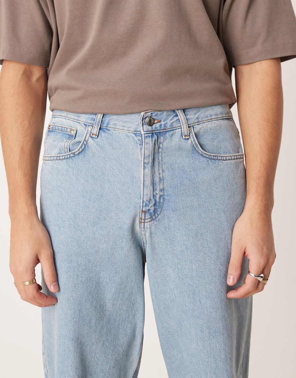 ASOS DESIGN Essential baggy jeans in light stone wash  Product Image