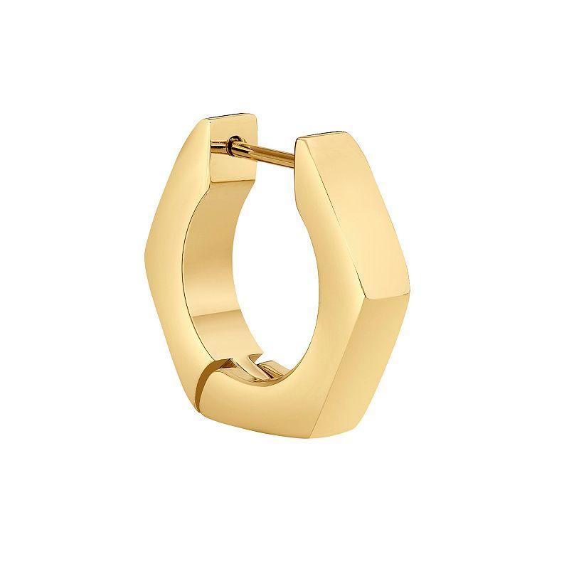 Mens LYNX Gold-Tone Hexagon Hoop Earring, Yellow Product Image