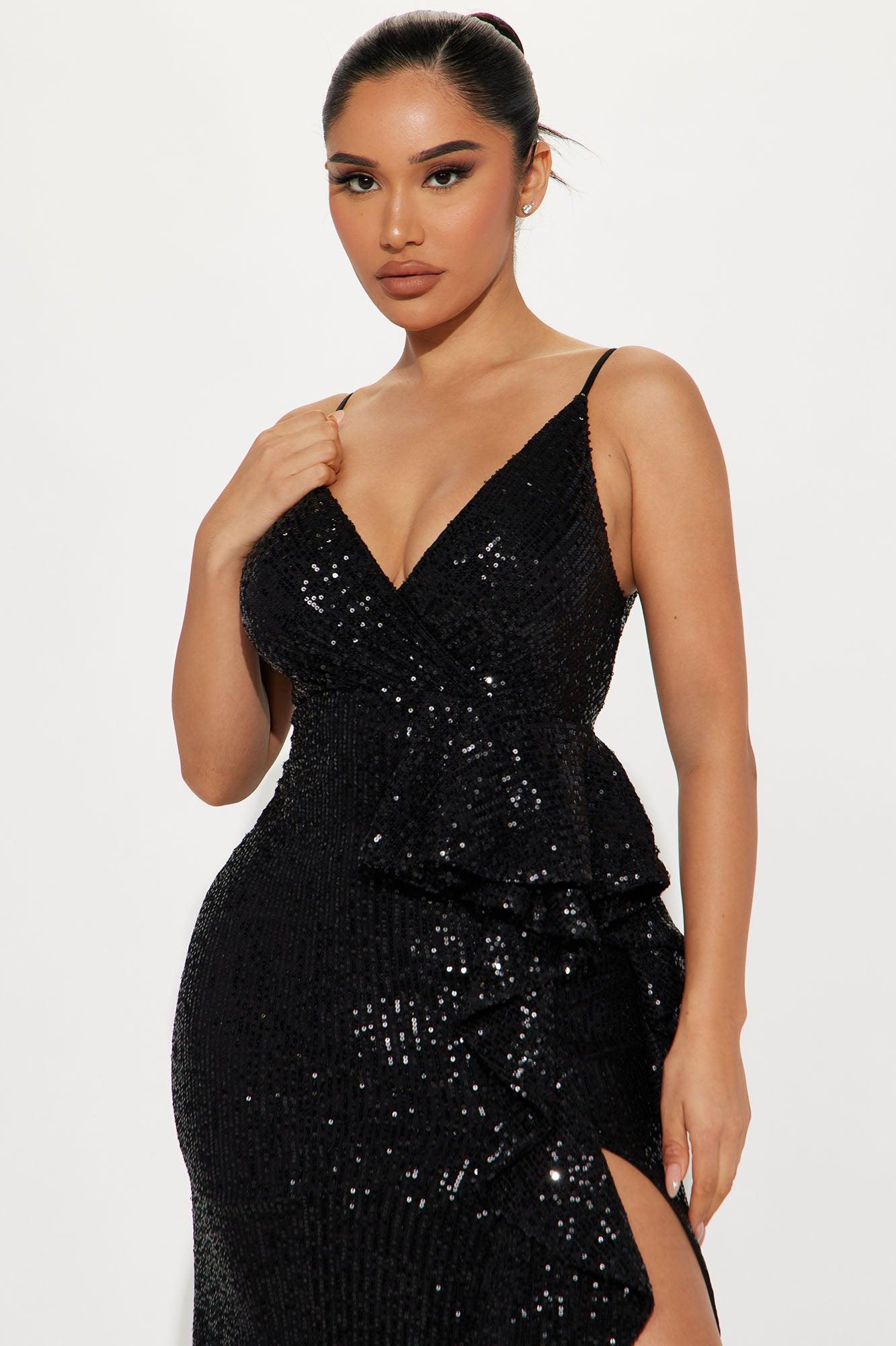 Malissa Sequin Maxi Dress - Black Product Image