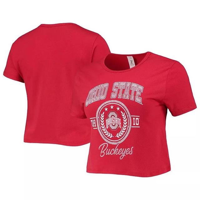 Womens ZooZatz Scarlet Ohio State Buckeyes Core Laurels Cropped T-Shirt Product Image