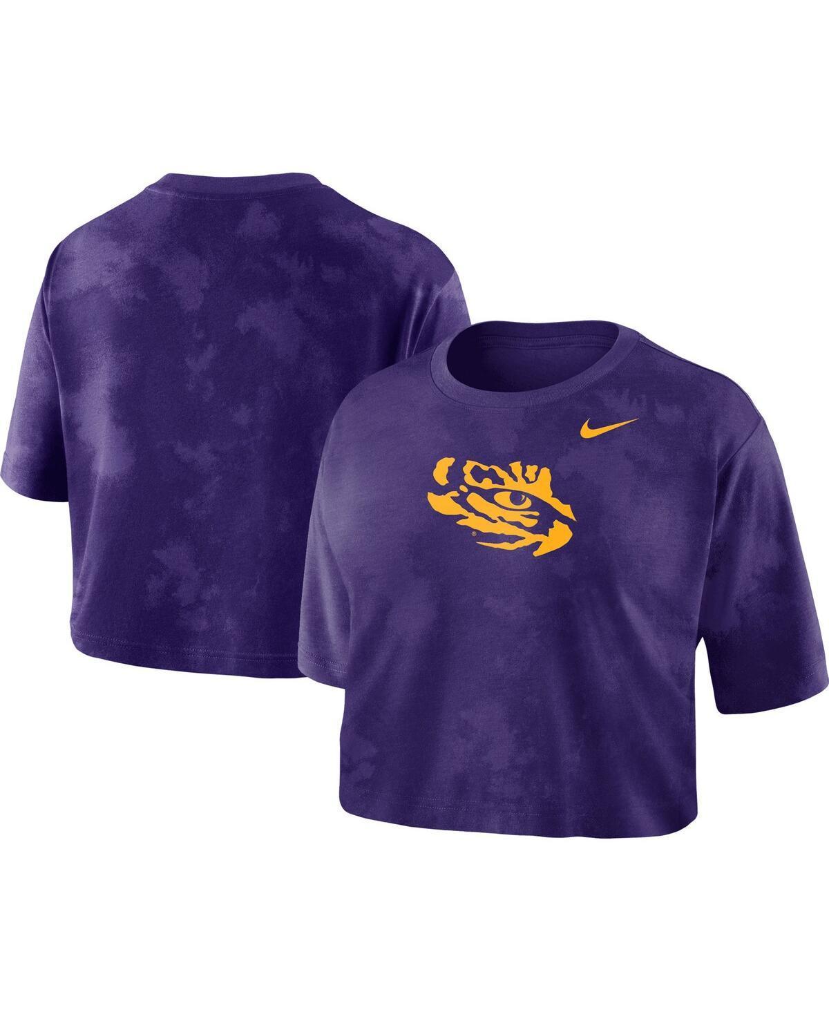 Womens Nike LSU Tigers Tie-Dye Cropped T-Shirt Product Image