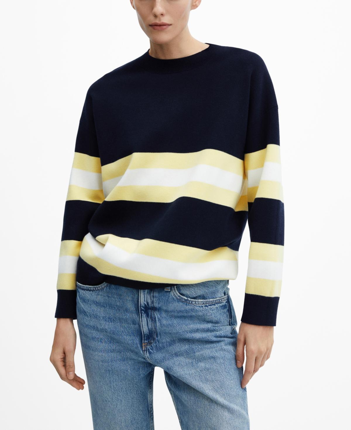 MANGO - Striped knit sweater dark navyWomen Product Image