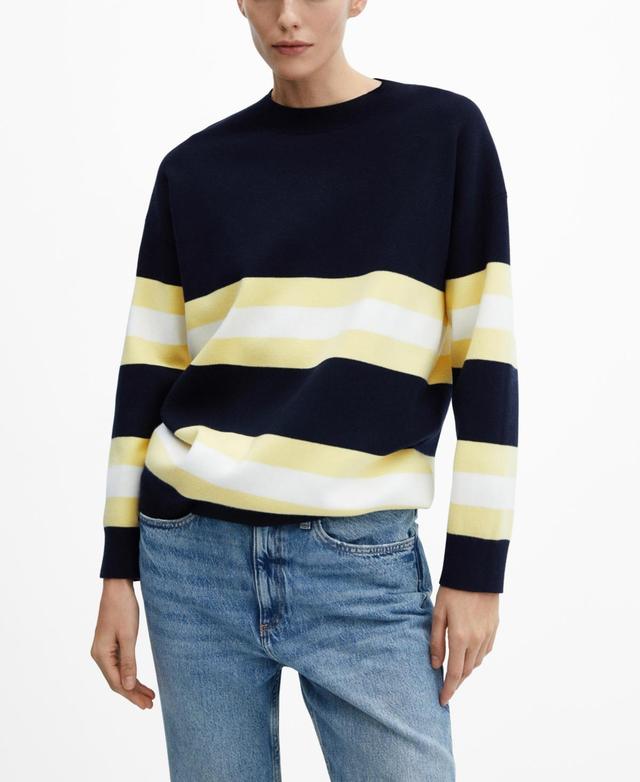 Mango Womens Striped Knit Sweater Product Image