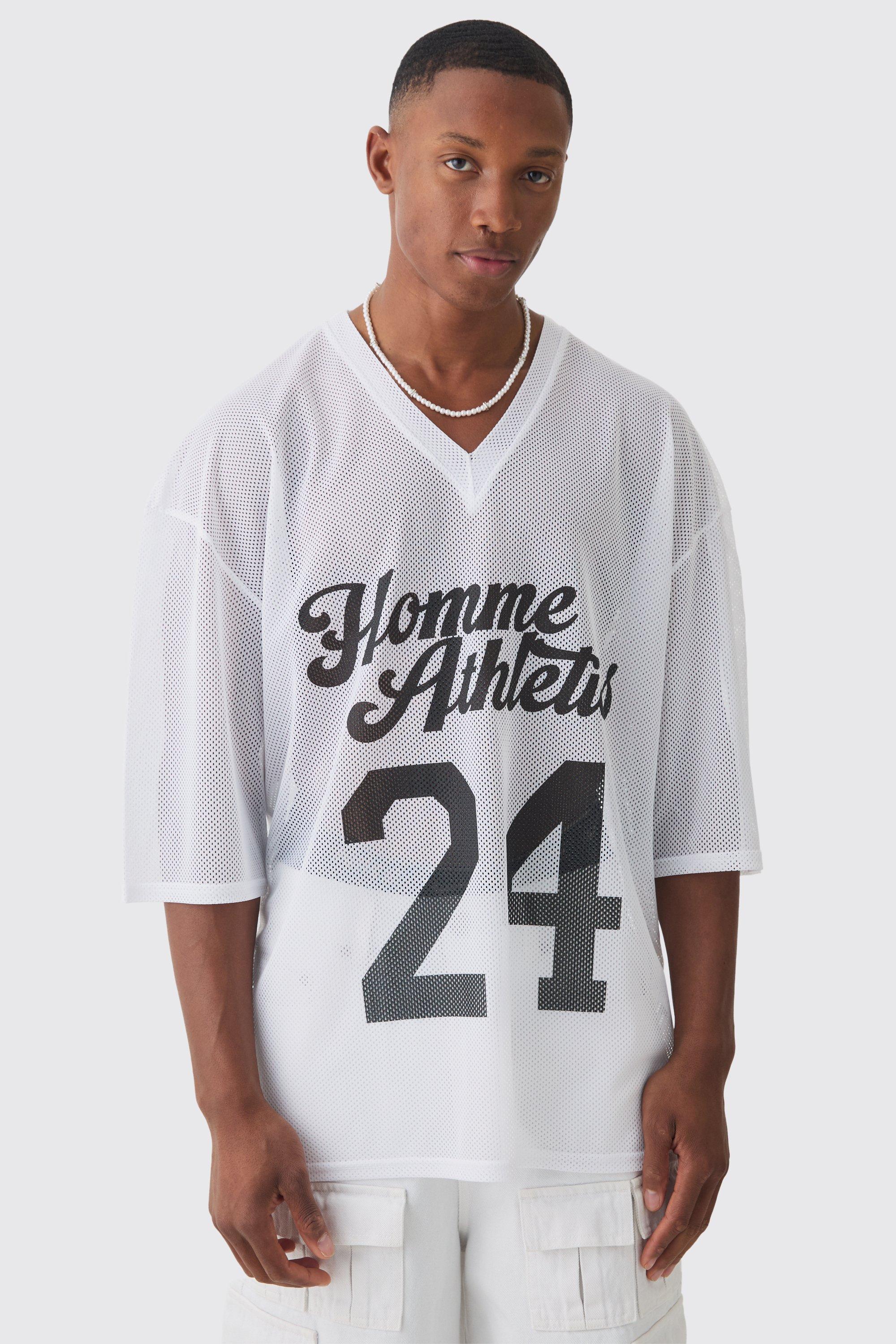 Oversized Homme Athletics Graphic Mesh T-shirt | boohooMAN USA Product Image