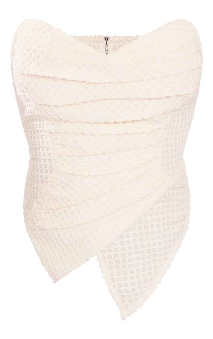 Cream Textured Woven Asymmetric Pointed Hem Corset Product Image