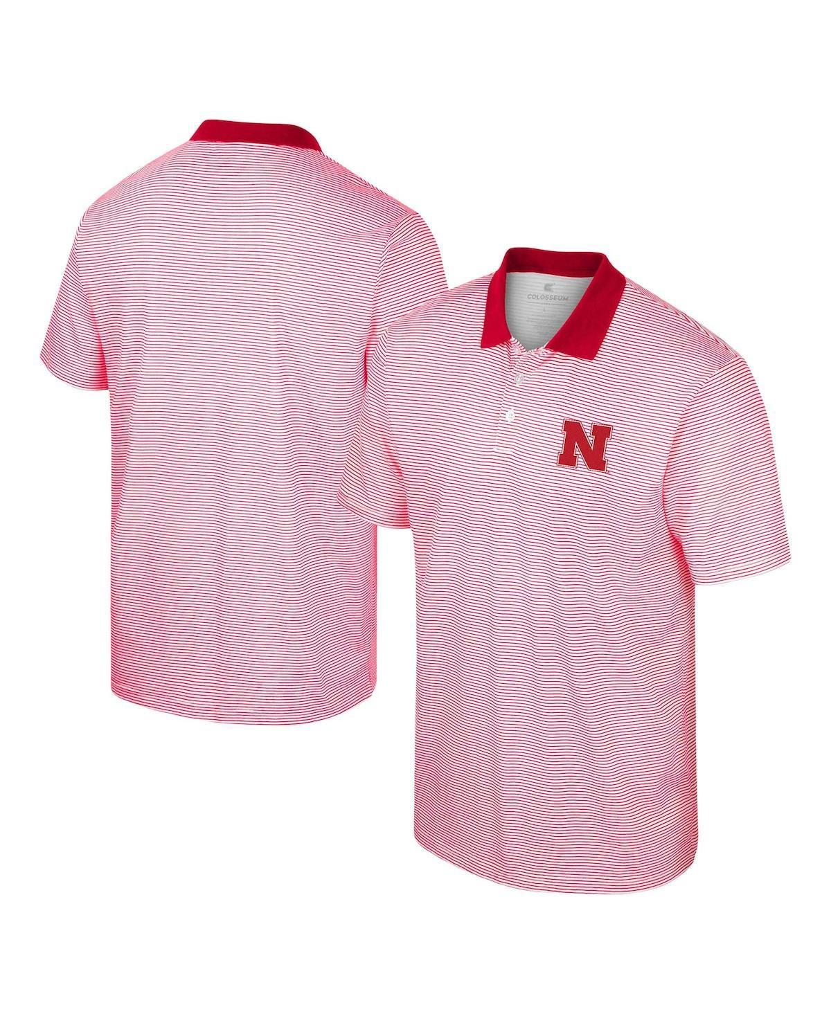 Mens Colosseum White Nebraska Huskers Print Stripe Polo Shirt - White Product Image