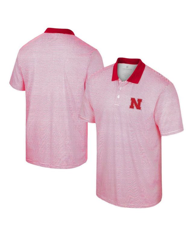 Mens Colosseum White Nebraska Huskers Print Stripe Polo Shirt - White Product Image