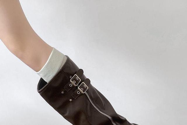 Faux Leather Platform Tall Boots Product Image