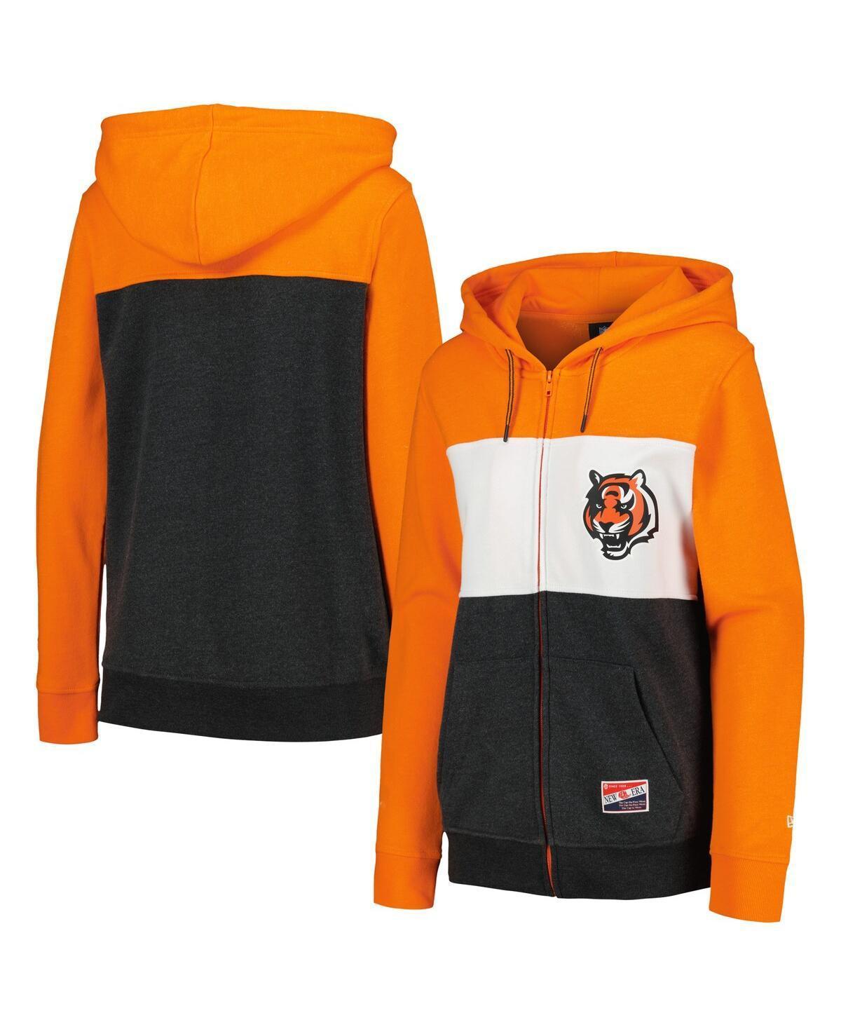 Womens New Era Cincinnati Bengals Color-Block Full-Zip Hoodie Product Image