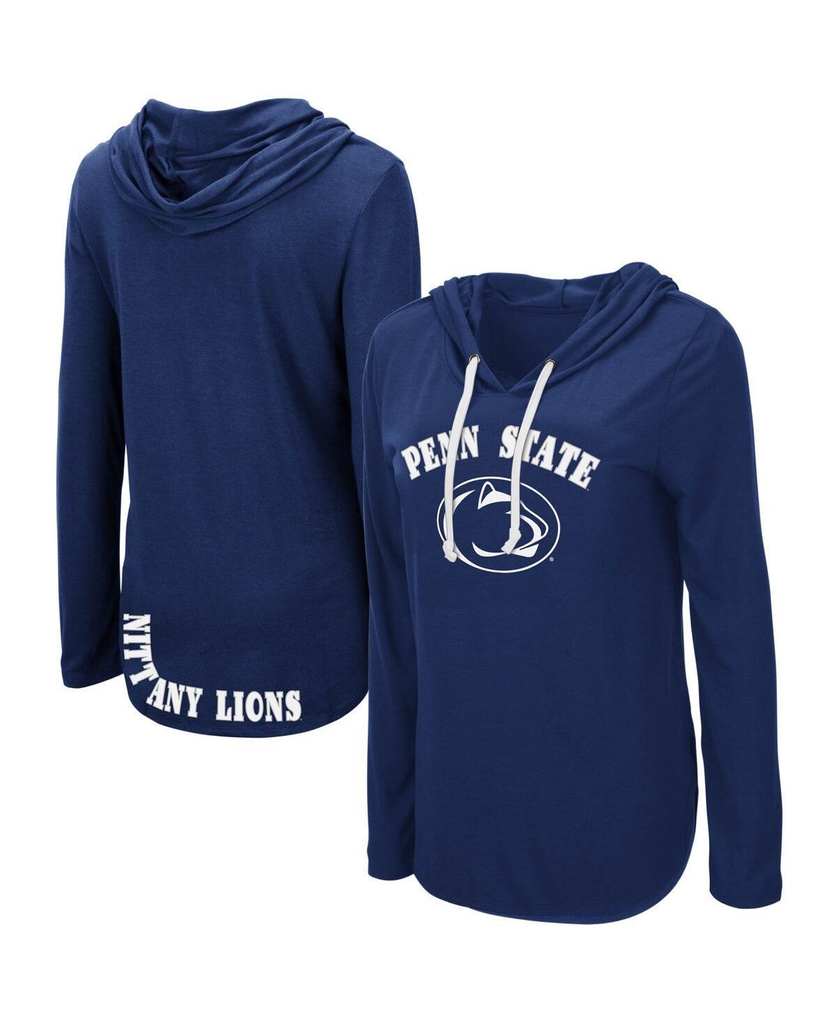 Womens Colosseum Penn State Nittany Lions My Lover Lightweight Hooded Long Sleeve T-Shirt Blue Product Image