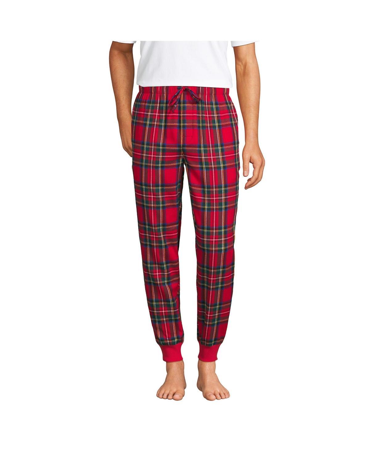 Lands End Mens Flannel Jogger Pajama Pants - Rich burgundy Product Image