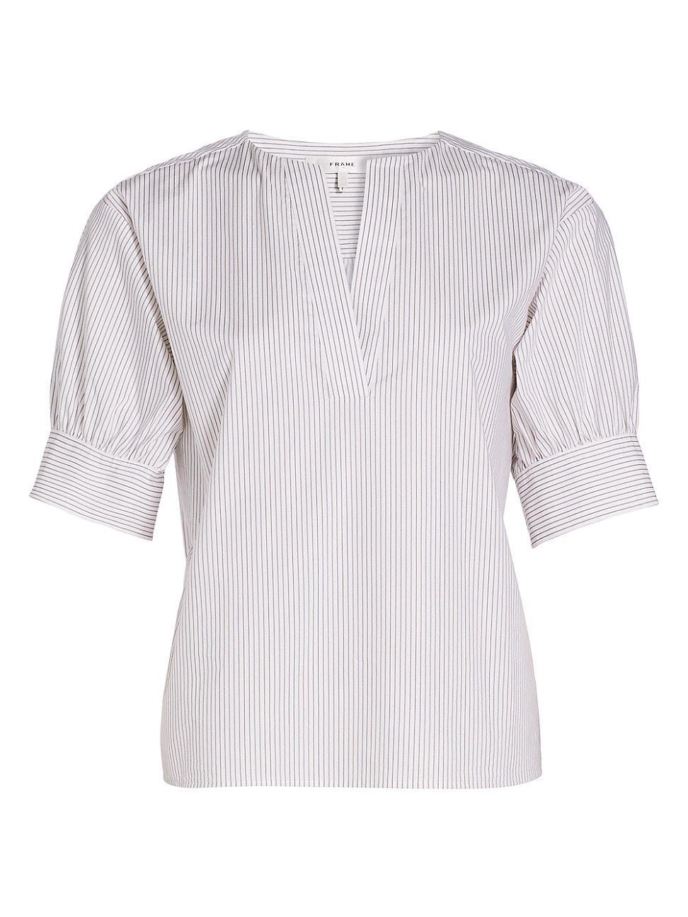 Womens Striped V-Neck Top Product Image