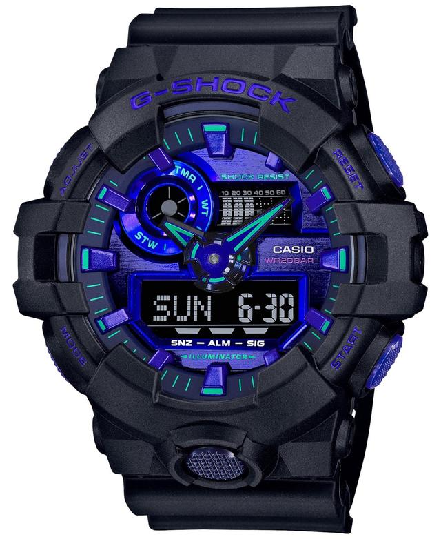 Men's Casio G-Shock Classic Virtual Blue Series Black Resin Strap Watch with Blue-Violet Dial (Model: Ga700Vb-1A) Product Image