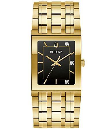 Bulova Mens Quadra Marc Anthony Gold Tone Stainless Steel Bracelet Watch Product Image