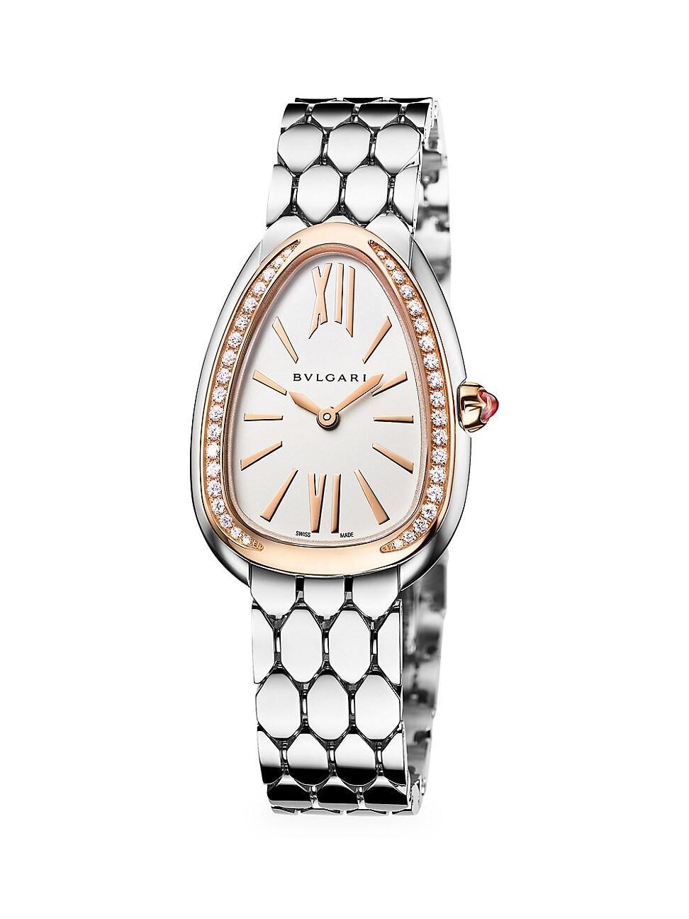 Womens Serpenti Seduttori Rose Gold, Stainless Steel & Diamond Bracelet Watch Product Image