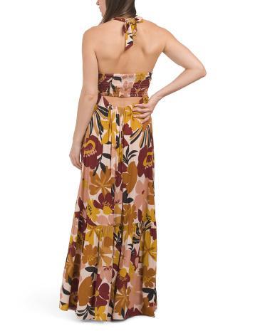 Maxi Halter Tiered Cover-up Dress for Women Product Image