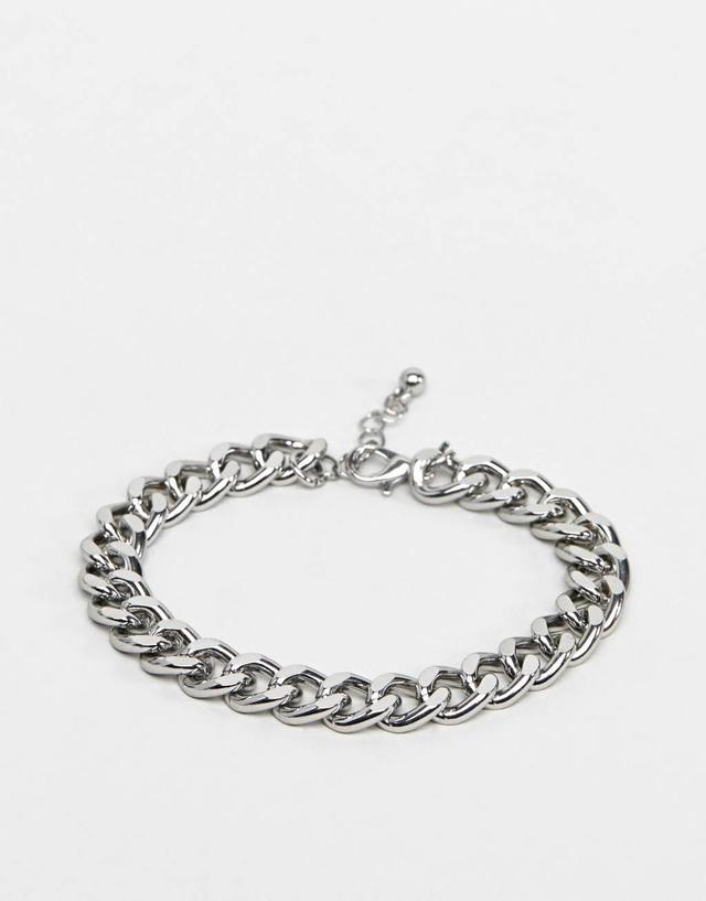 ASOS DESIGN chunky chain bracelet in silver tone Product Image