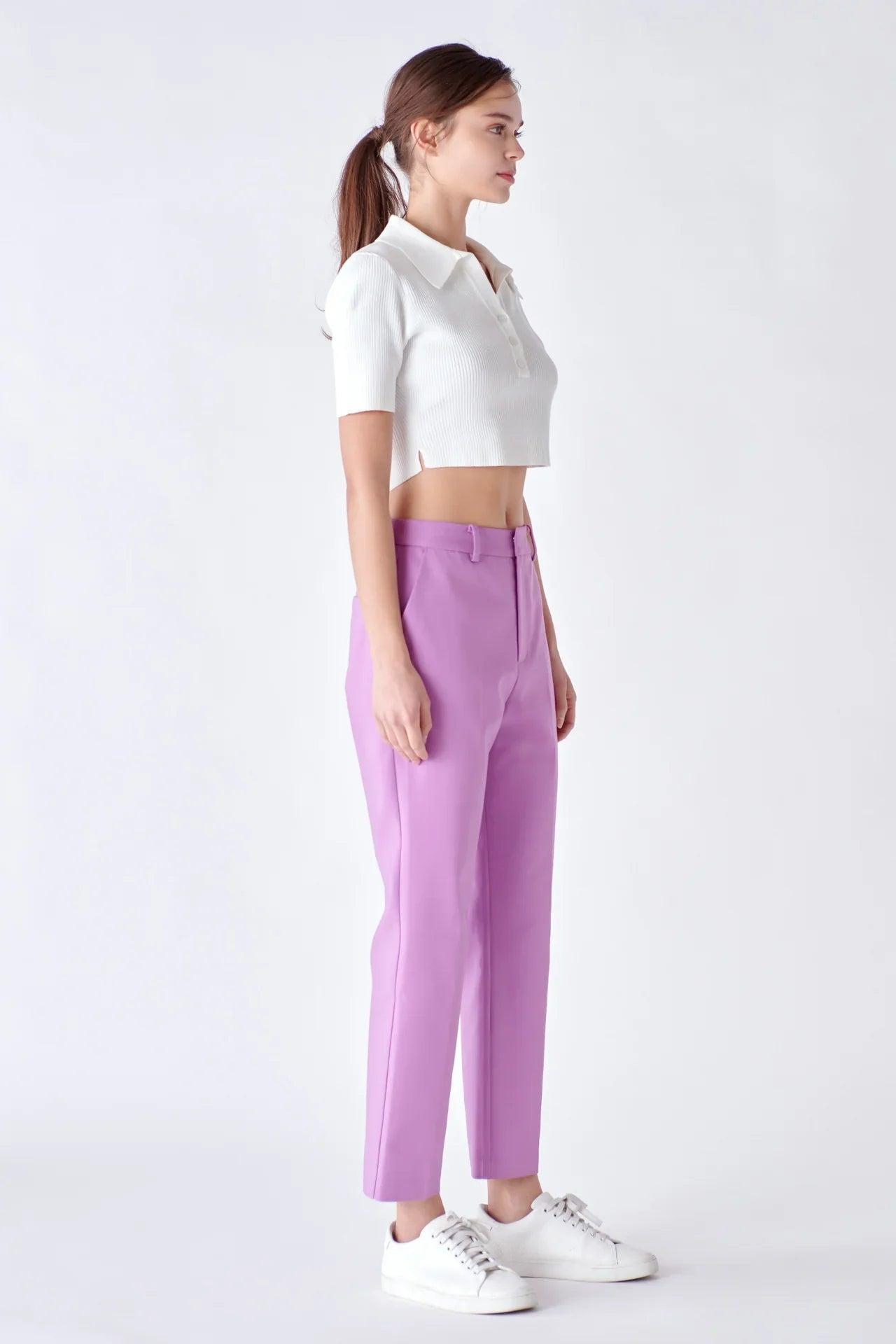 Lilac Slim Cigarette Trousers Product Image