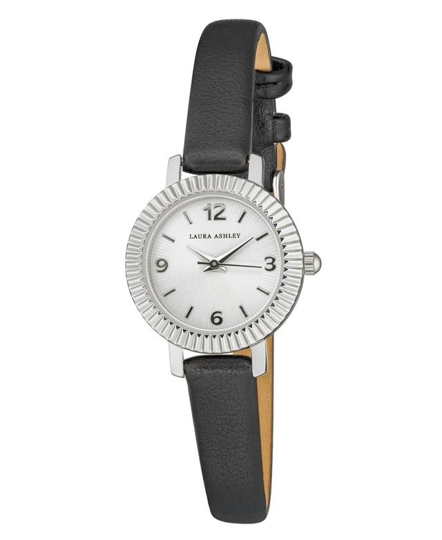 Laura Ashley Womens Coin Edge Bezel Black Polyurethane Strap Watch 26mm - Black Product Image