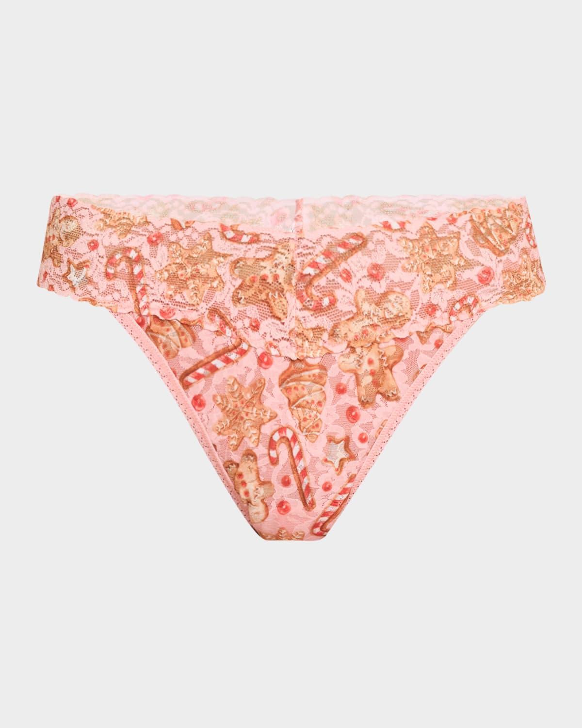 Printed Original-Rise Signature Lace Thong Product Image